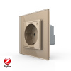 Розетка электрическая ZigBee (Wi-Fi) с заземлением защитными шторками 16A 1 пост Золотая Livolo