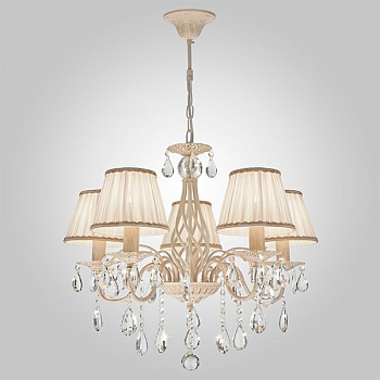 Люстра с хрусталем 5*E14 60Вт белый с золотом IP20 Amelia (10054/5 белый с золотом) Eurosvet