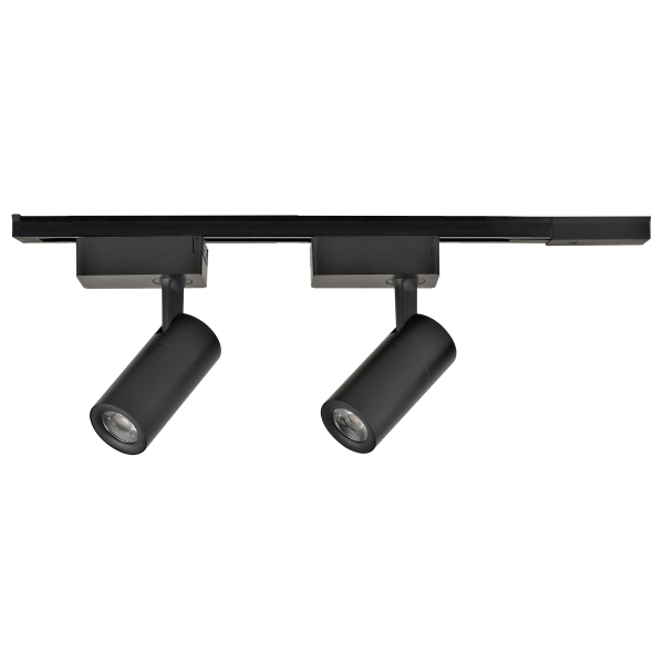 07-41 Комплект из 2 трековых свет-ов на шинопроводе 2х10Вт, 230В/50Гц, 1600лм, 4000К, IP20, чёрный, 500х50х150мм, накладной однофазный шинопровод, алю