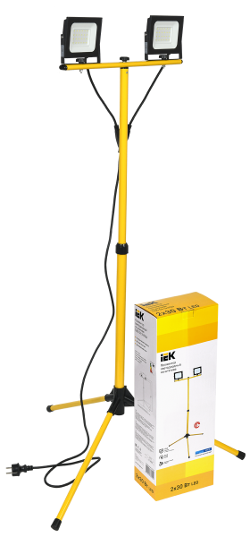 Прожектор светодиодный СДО 06-2x30Ш штатив 6500К IP65 черный IEK