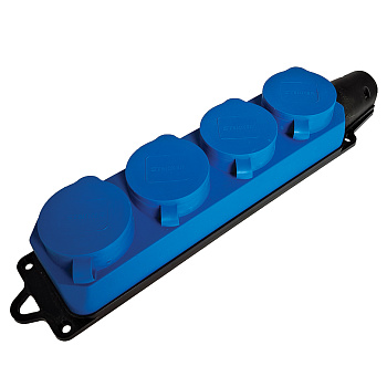 Розетка переносная 4-местная с/з STEKKER, RST16-24-44-4 (РП 16-232), 250В, 16А, IP44, синий