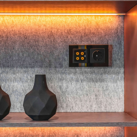 Встраиваемые механизмы Розетка СУ 1 мест.(земля.шторки) 16А черный матовый IP44 Werkel