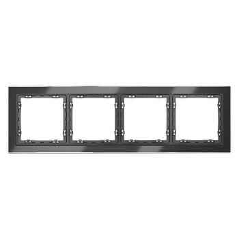 Рамка стеклянная Voltum S70 на 4 поста, (графит, стекло)