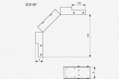 Лоток замковый глухой КСЗГ 50х50-90 УХЛ1 для поворота трассы вниз на 90, горячее цинкование +окрашенный. S1,0