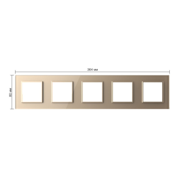 Рамка для пяти розеток Золотая Livolo