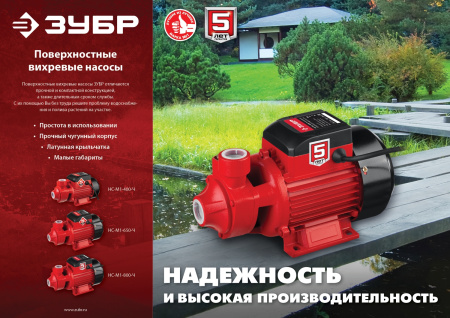 Поверхностный насос, 650 Вт, вихревой ЗУБР Поверхностный насос, 650 Вт, вихревой ЗУБР