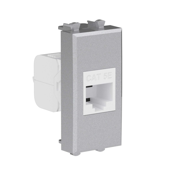 Компьютерная розетка RJ-45 без шторки модульная, кат.5е, "Avanti", "Закаленная сталь", 1 модуль DKC Компьютерная розетка RJ-45 без шторки модульная, кат.5е, "Avanti", "Закаленная сталь", 1 модуль DKC