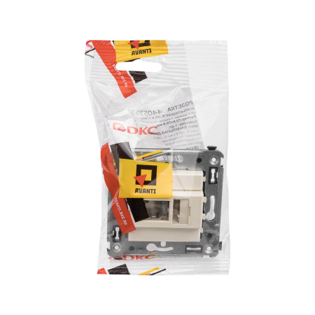 Компьютерная розетка RJ-45 в стену, кат.6 одинарная экранированная, "Avanti","Ванильная дымка" DKC