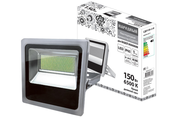 Прожектор светодиодный СДО150-2-Н 150 Вт, 6500 К, серый TDM