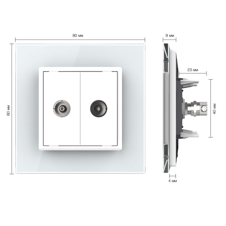 Розетка ТВ двойная Белая Livolo