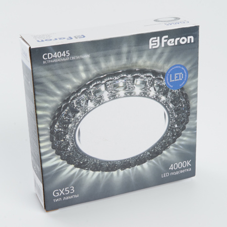 Светильник встр. с белой LED подсветкой 4000К Feron CD4045 потолочный GX53 без лампы, серый, хром