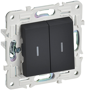 SKANDY Выключатель 2-клавишный проходной с индикацией 10А SK-V10G графит IEK