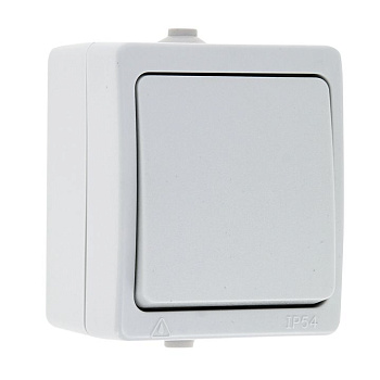 Венеция Выключатель ОУ 1-кл. 10А белая IP54 EKF