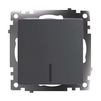 Выключатель 1-клавишный c индикатором (механизм), 250В, 10А, серия Катрин, графит, GLS10-7101-06 STEKKER