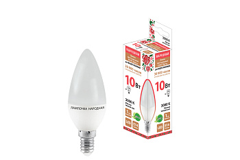 Лампа светодиодная FС37-10 Вт-230 В -3000 К–E14 Народная TDM