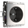 Встраиваемые механизмы Розетка СУ 1 мест. с зазем. и шторками 16А глянцевый никель IP20 Werkel