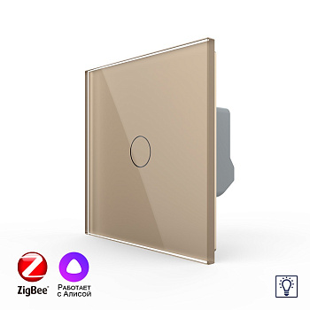Одноклавишный умный сенсорный Адаптивный диммер Livolo ZigBee, 1 пост, Золотой VL-C701D1Z-2AG