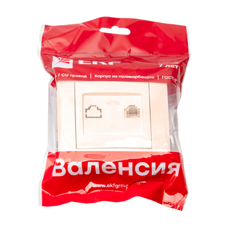 Валенсия Розетка телефонная RG-11 1-местная кремовая EKF