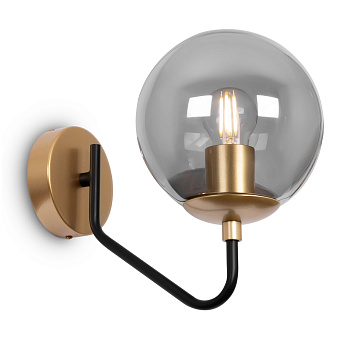 Настенный светильник (бра) 1*E27 40Вт Черный с Золотом IP20 Moricio FR5140WL-01GB Freya