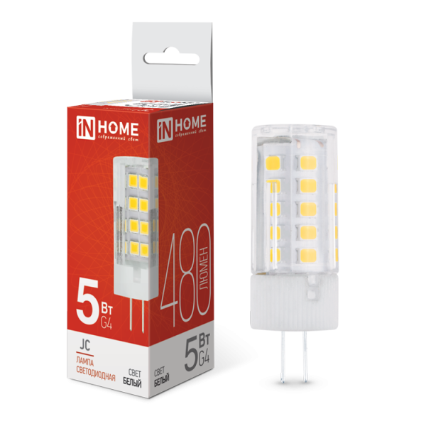 Лампа св/д VC JC 5Вт G4 12V 4000K ASD/inHome