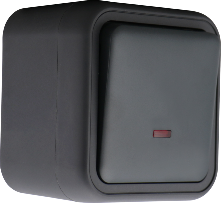 Donel W55 Переключатель 1-кл. накладной с подсветкой, антрацит, IP55, серия (тип) DIP55