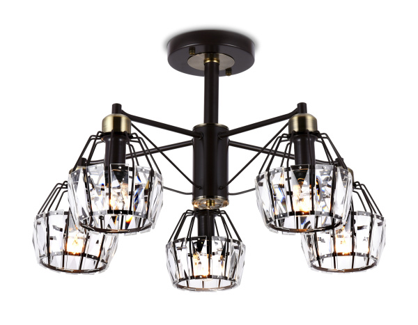 Подвесная люстра с хрусталем TR5870/5 DCF/SB темный кофе/бронза E14 max 40W D620*370 Ambrella Light