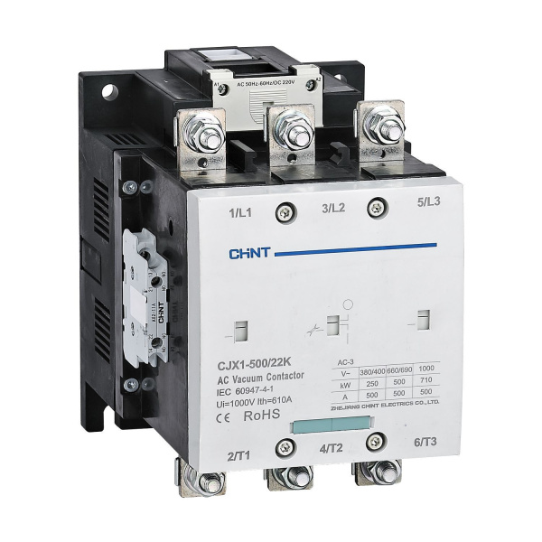 Контактор вакуумный CJX1-500/22K 500А(АС3) 2НО+2НЗ AC/DC 110В 50/60Гц CHINT