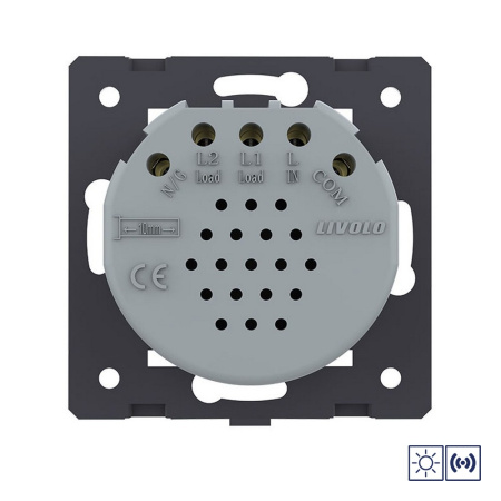 Двухклавишная импульсная сенсорная кнопка Quadro сухой контакт, цвет золотой (механизм) Livolo