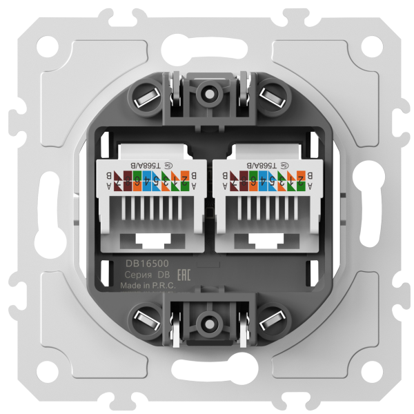 Donel механизм розетки RJ45 + RJ45 (двойная) cat.5/ClassE-8/8, серия DB