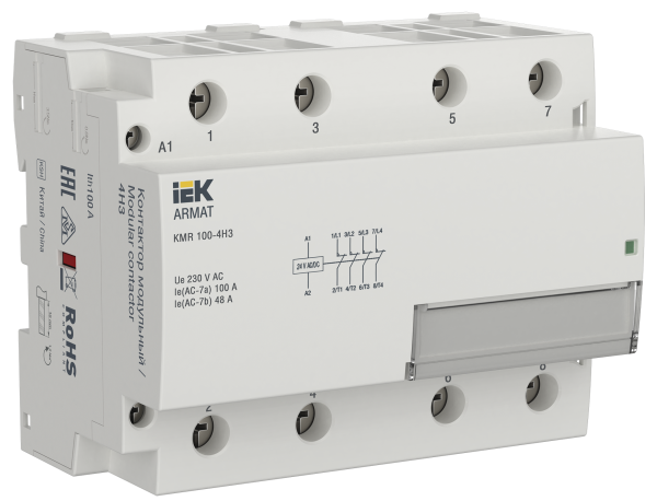 Контактор модульный KMR 100А 24В AC/DC 4НЗ ARMAT IEK
