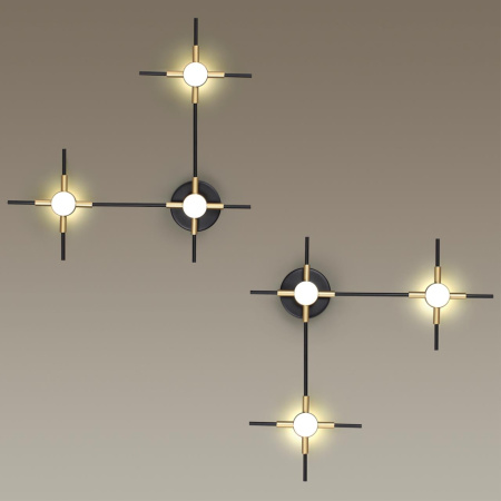 Настен.cветильник IP20 LED 9WL 720Лм 4000К COSTELLA черн/золот/металл ODEON LIGHT