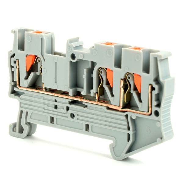 Зажим пружинный, 3-проводной проходной ЗНИ - 2,5, JXB PT 2.5 TW, серый LD573-1-25 STEKKER