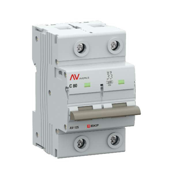 Выключатель автоматический ВА МОД AV-125 2П 80A C 10кА AVERES EKF