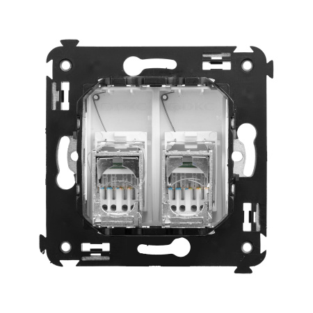 Компьютерная розетка RJ-45 в стену, кат.5e двойная экранированная, "Avanti", "Белое облако" DKC