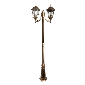 Светильник садово-парковый Feron PL157 шестигранный, столб 2*60W E27 230V, черное золото