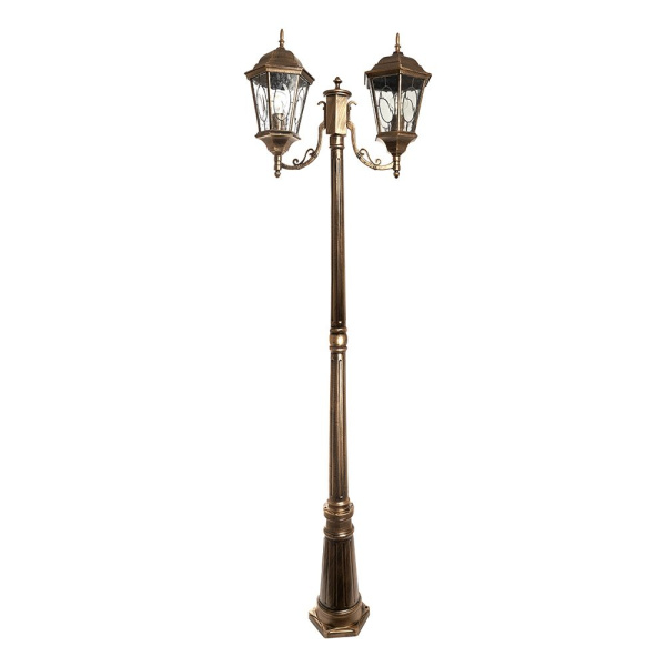 Светильник садово-парковый Feron PL157 шестигранный, столб 2*60W E27 230V, черное золото