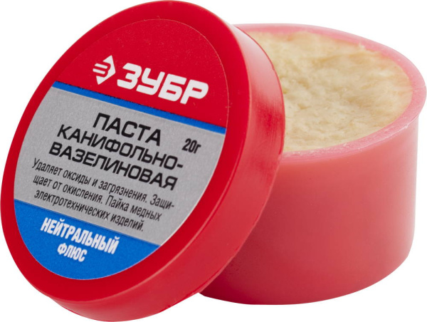 Паста паяльная канифольно-вазелиновая, пластиковая банка, 20гр ЗУБР Паста паяльная канифольно-вазелиновая, пластиковая банка, 20гр ЗУБР