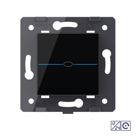 Одноклавишная сенсорная кнопка Quadro 12/24В, цвет черный (механизм) Livolo