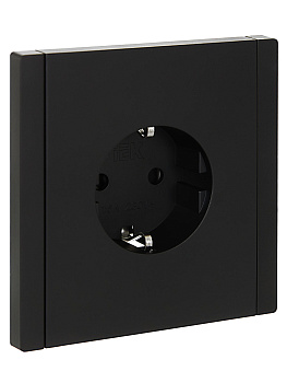 FORTE&PIANO Розетка 1-местная с заземлением с защитными шторками безвинтовое крепление 16А FP113 черный IEK