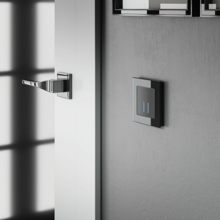 Сенсорный выключатель двухклавишный с подсветкой 1000 Вт (черный) СУ IP20 Werkel