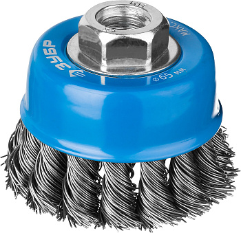 Профессионал. Щетка чашечная для УШМ, плетеные пучки стальной проволоки 0,5мм, 65ммхМ14 ЗУБР
