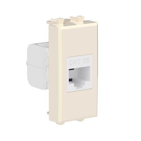 Компьютерная розетка RJ-45 без шторки модульная, кат.5е, "Avanti", "Ванильная дымка", 1 модуль DKC