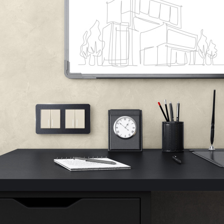 Platinum Рамка на 2 поста черный алюминий Werkel