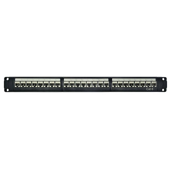 Патч-панель модульная 19", 1U, CAT6, 24 порта RJ45, экранированная DKC
