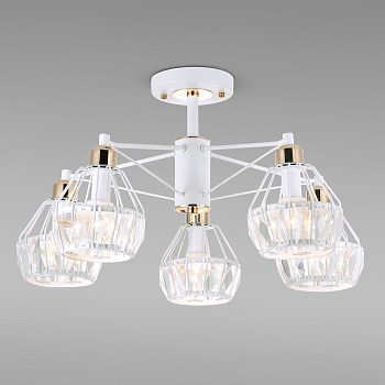 Потолочная люстра с хрусталем 5*E14 60Вт белый IP20 Lord (70075/5 белый) Eurosvet