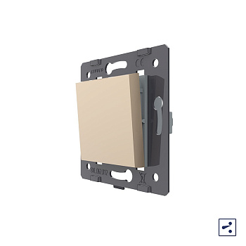 Одноклавишный проходной механический выключатель, цвет золотой (механизм) Livolo