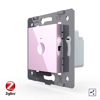 Одноклавишный проходной сенсорный выключатель ZigBee Module, цвет розовый (механизм) Livolo