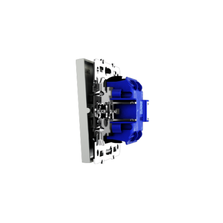 Выключатель встраиваемый Voltum S70 двухклавишный с подсветкой 10А, (сталь)