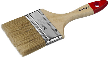 Кисть плоская "УНИВЕРСАЛ-МАСТЕР", натуральная щетина, деревянная ручка, 100мм ЗУБР