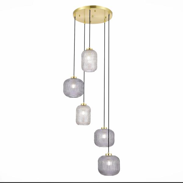 Светильник подвесной Латунь/Дымчатый E27 5*60Вт SL1154.303.05 ST LUCE
